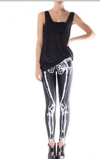 Sexy Black and White Skeleton Legging